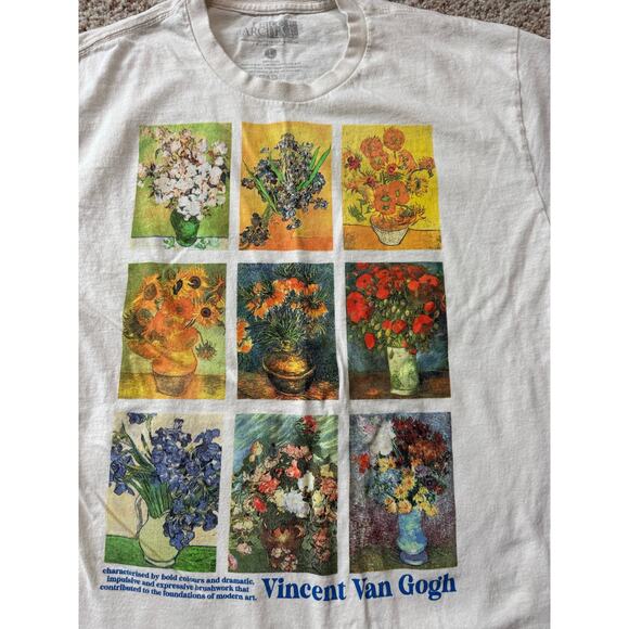 VINCENT VAN GOGH Flower Paintings Art T-Shirt, size Large, Pierce Archive - Picture 4 of 6